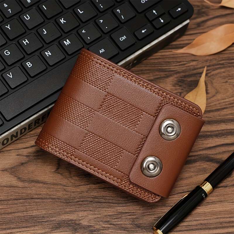 1pc Secure Sleek Men's Compact Wallet with Multiple Card Slots and Dual Magnetic ClosureBlack F
