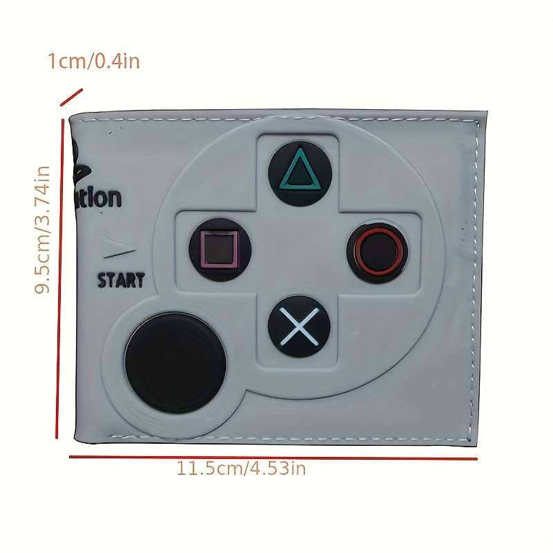1pc One 11.5cm 4.53in PVC Trendy PS Game Controller Wallet Short Foldable Gaming Console Pattern Ca