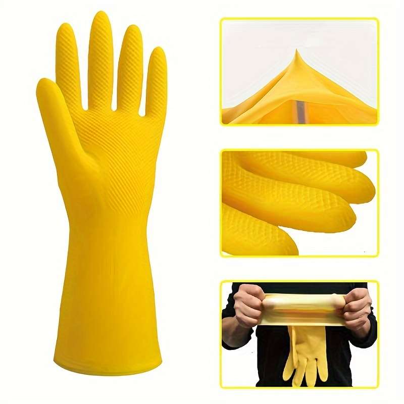 3 Pairs Of Thickened Rubber Dishwashing Gloves  Size M Household Cleaning Gloves