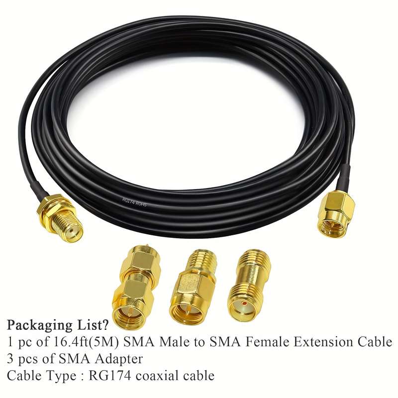 1pc Rg174 Sma Antenna Coaxial Cable Extension Jumper