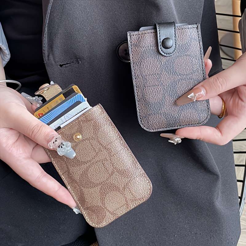 1pc Fashionable Women'S Slim Credit Card Holder Wallet Multi-Card Slot Design Stylish Polyeste