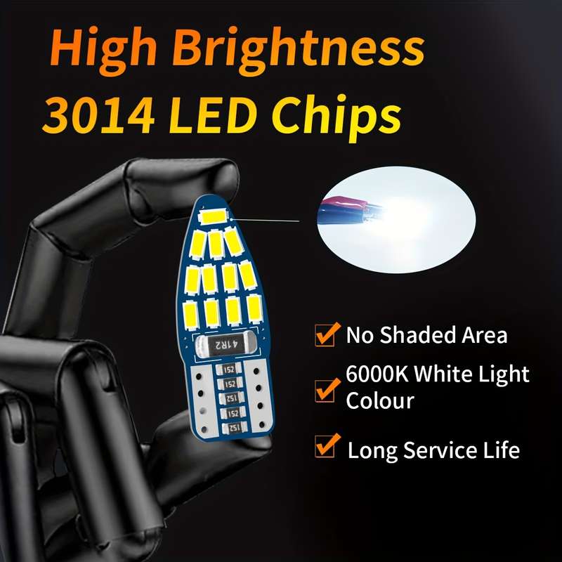 2pcs T10 LED Car Turn Signal Lights 12V DC Plug & Play Pure White Light Fit for Br
