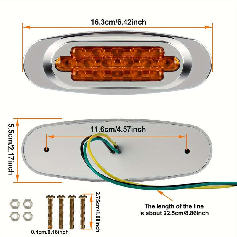 2pcs LED Car Side Marker Lights 16LED 12-24V Universal Position Side Lights for Truc