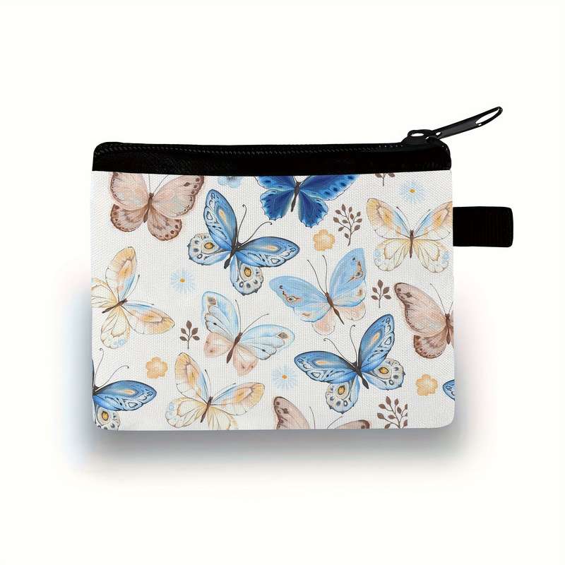 1pc Butterfly Print Polyester Coin Purse Casual Style Women's Wallet with Key Card Slot