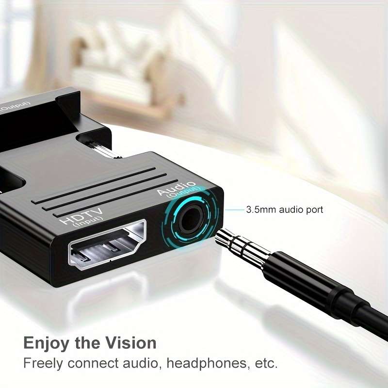 1pc HDTV to VGA Converter Adapter with Audio 1080p HD Video Dongle Active Female to Male VGA