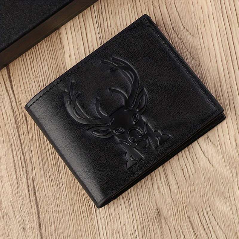 1pc Deer Head Men's Wallet Street Culture Fashion Retro Multi Card Slot Large Capacity Factory Dire