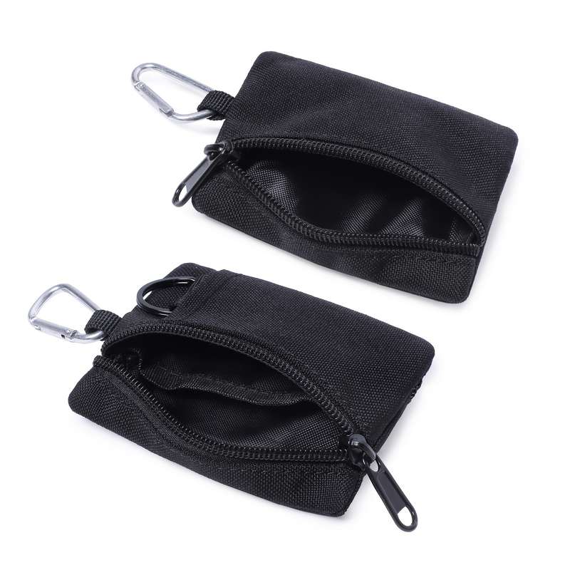 1pc Compact Nylon Travel Wallet with Carabiner ClipCredit Card Holder Coin Purse Durable Zipp