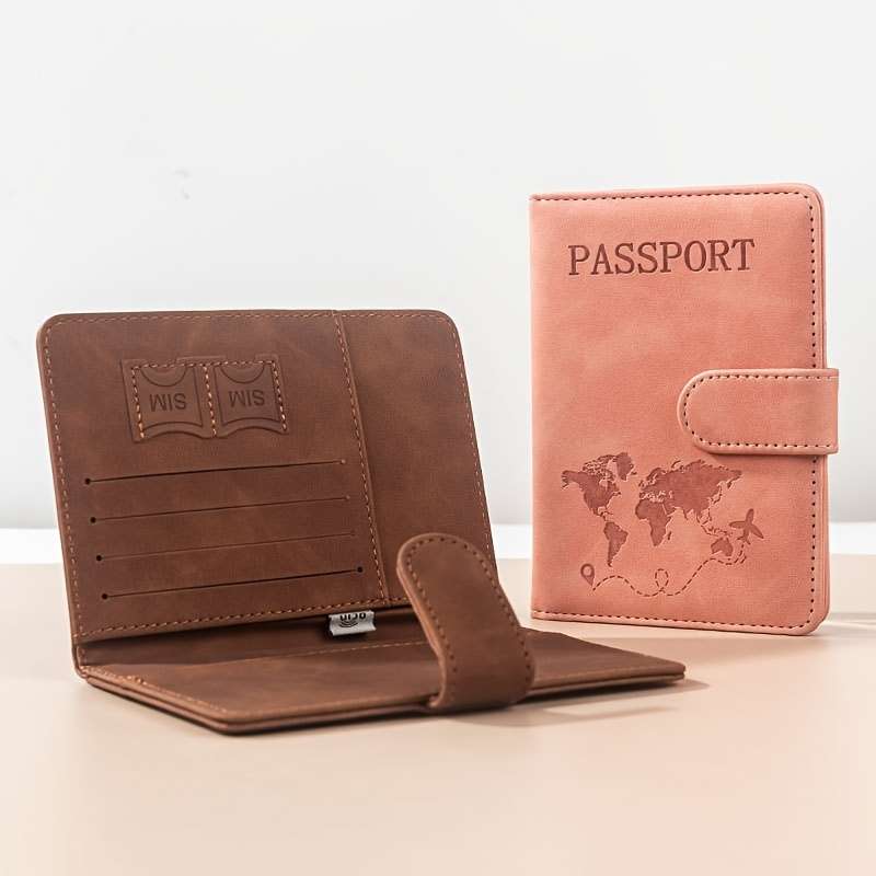 1pc 2-in-1 RFID Travel Wallet RFID Multifunctional Travel Passport Book 1 Banknote Slot 2 SIM C
