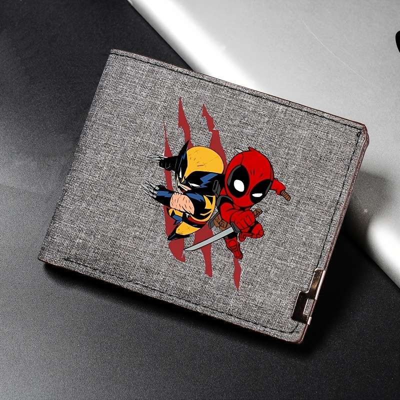 1pc Everyday Comfort Deadpool Wolverine Vintage Canvas WalletCartoon Design Black Gray Cre