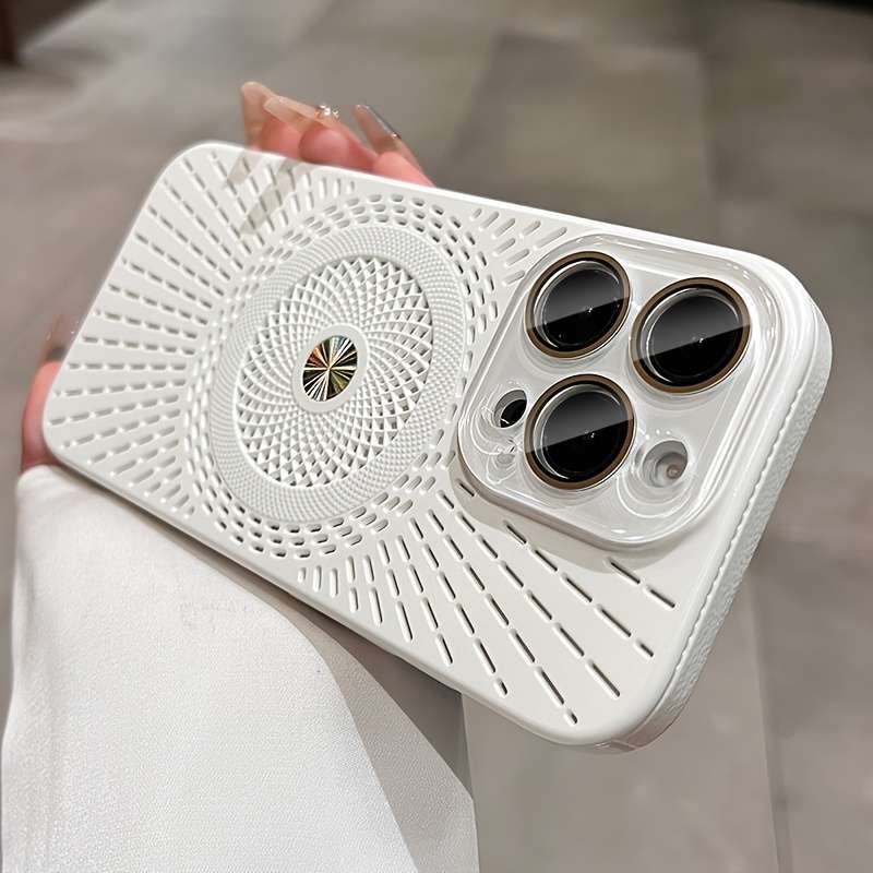 1Pc White For iPhone 15 Hollow Heat Dissipation Phone Case