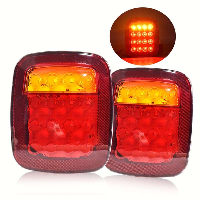2pcs Red-Yellow LED Car Tail Lights Highly Bright Tail Lights Rear Brake Lights Rever