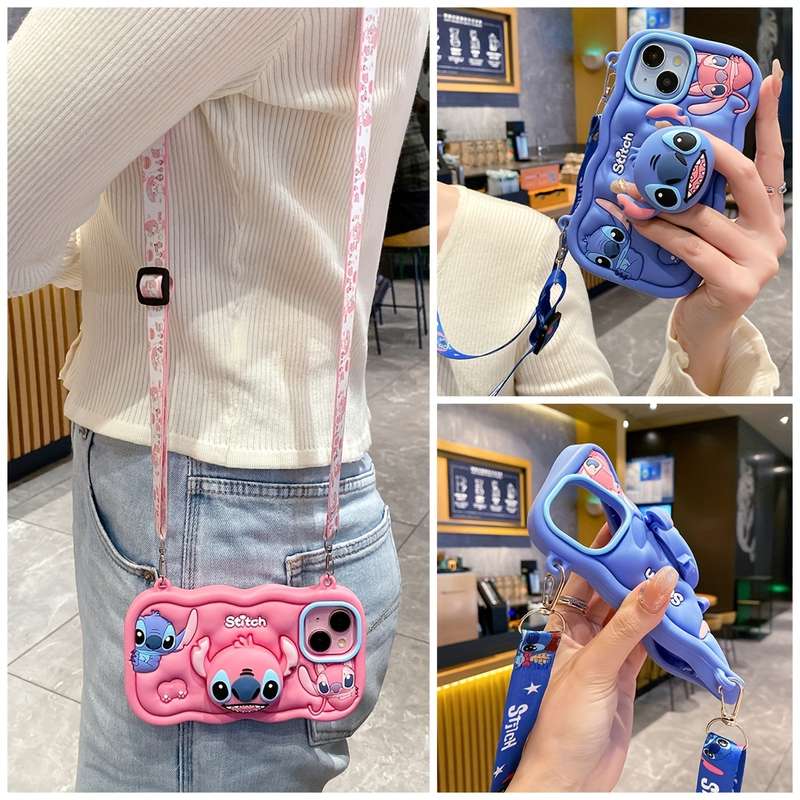 1Pc Blue For iPhone 16 Vibrant Stitch 3D Phone Case