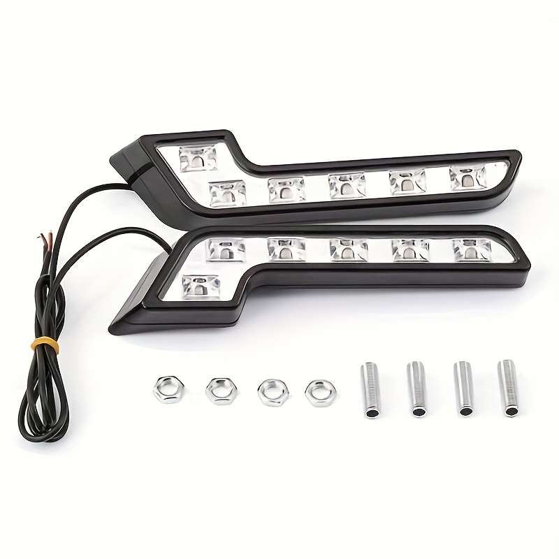 2pcs LED Daytime Running Lights L-Shape Universal Fit Driving Lamp 7-Shape Asymmetr
