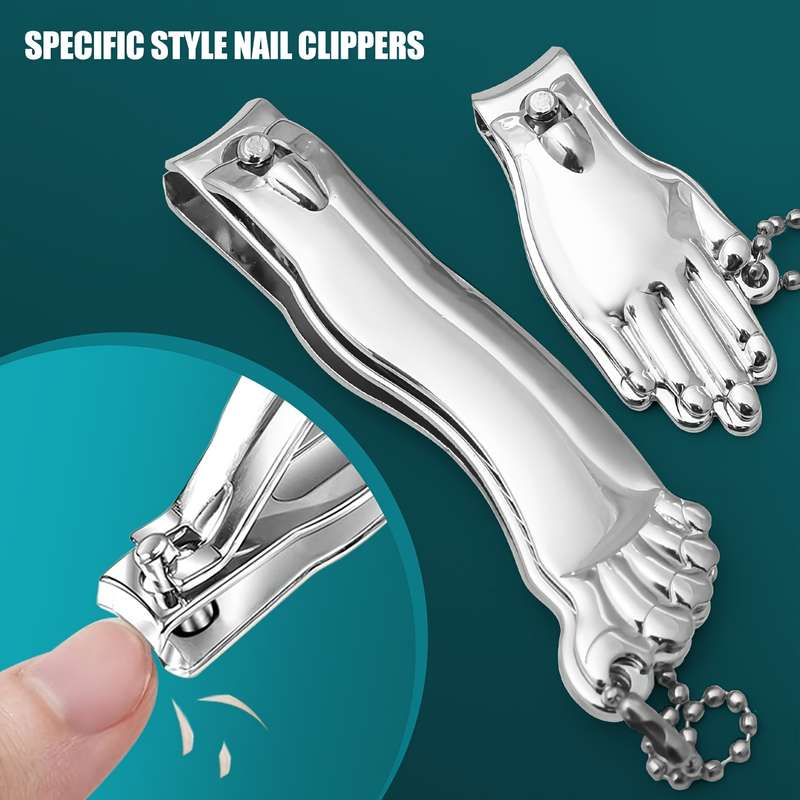 2pcs Hand and Foot Shaped Nail Clipper and Trimmer Set Stainless Steel Nail Scissors for Repai