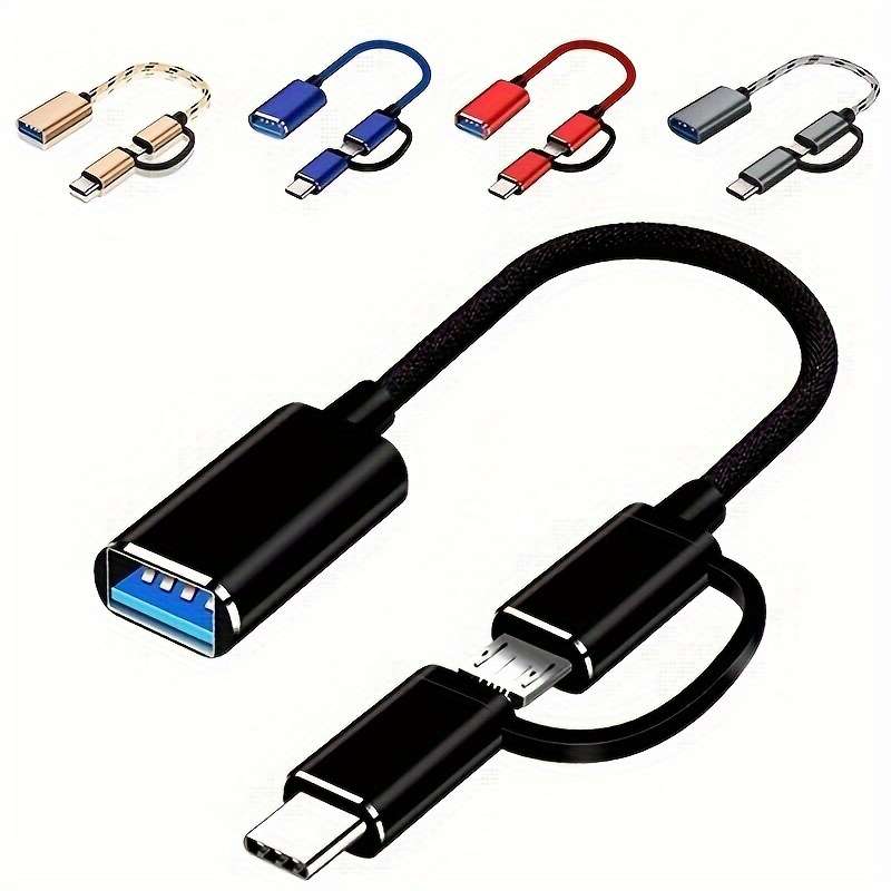 1pc 2in1 USB OTG Adapter Cable Versatile Converter for Multiple Devices Durable and Flexibl