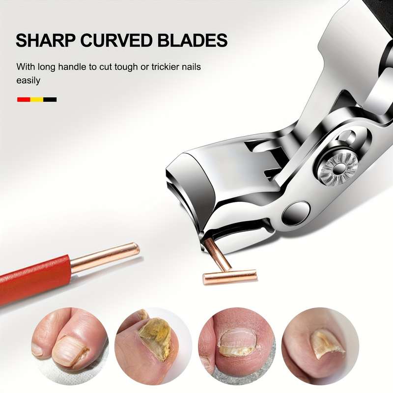 1pc Ergonomic Stainless Steel Nail Clippers Heavy-Duty Wide Jaw for Thick Toenails  Fingern