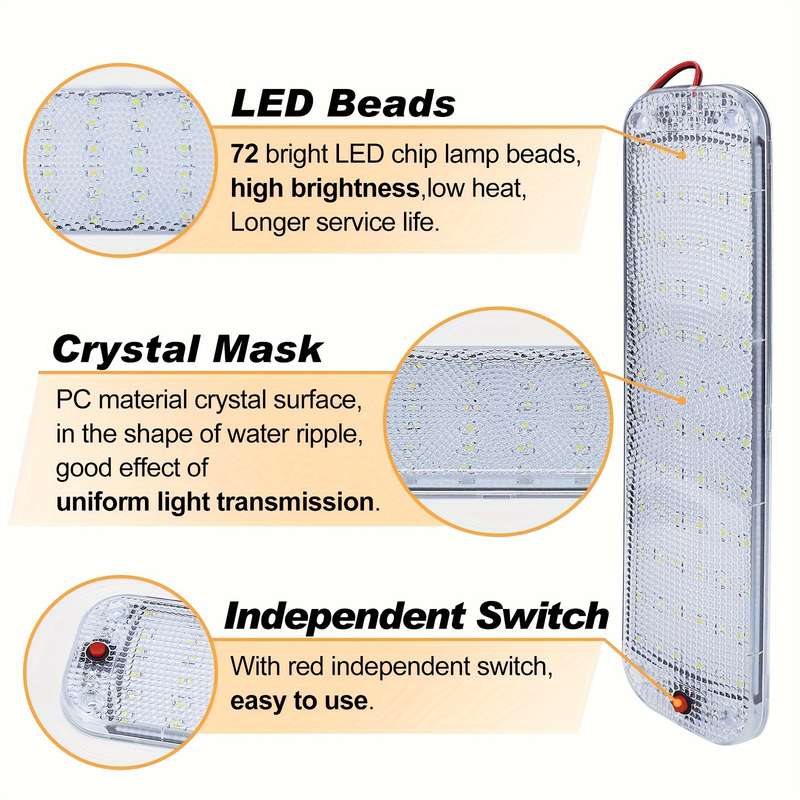 1pc 10W 12V LED Light Strip 6500K 980LM 72 LEDs Indoor Light Strip Light Strip with