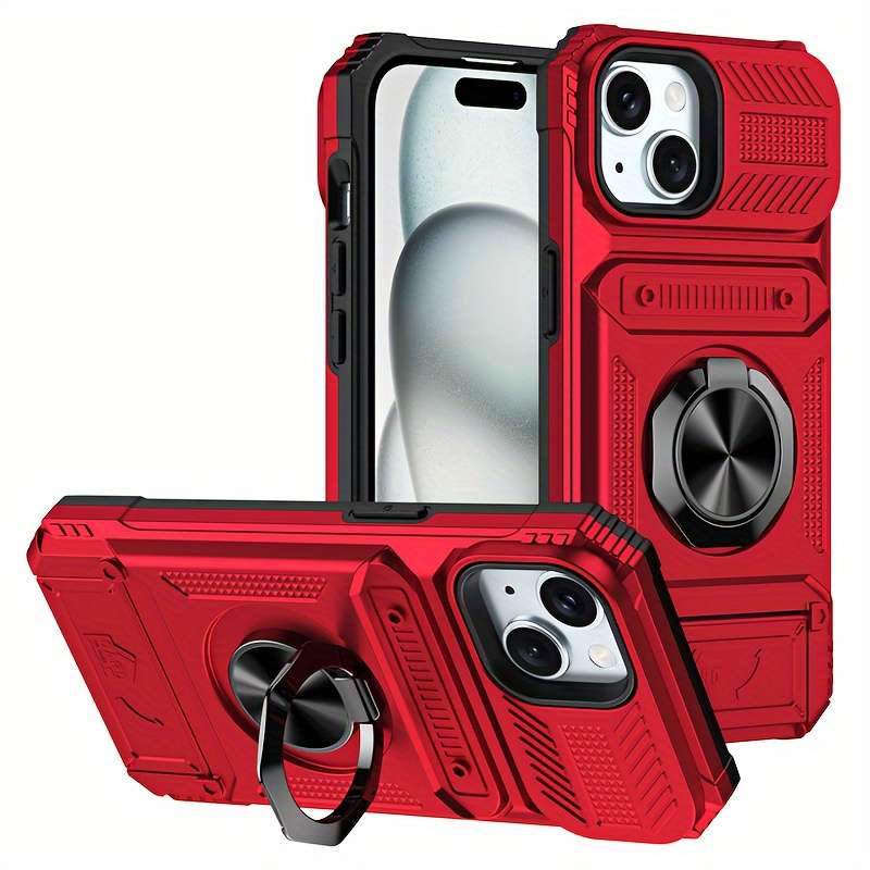 1Pc Red For iPhone 14 Heavy Duty Shockproof Phone Case