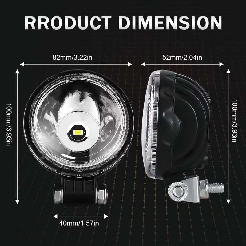 2pcs White 3-Inch LED Work Lights Spotlight for 4X4 Off-Road Motorcycles Cars Dune