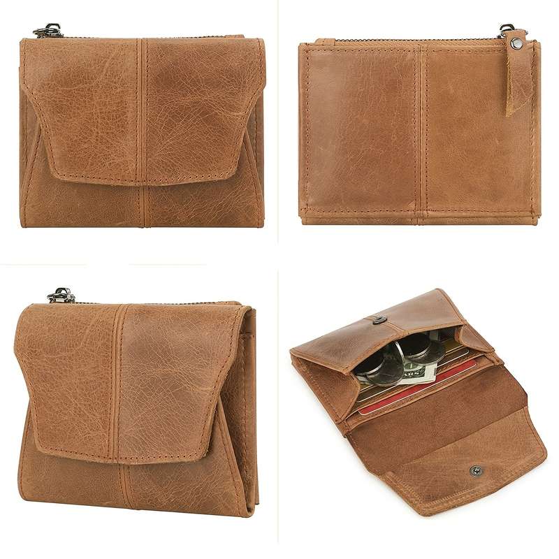 1pc Womens Slim Wallet Authentic Genuine Top Layer Cow Leather Wallet Credit Card Holder for Men
