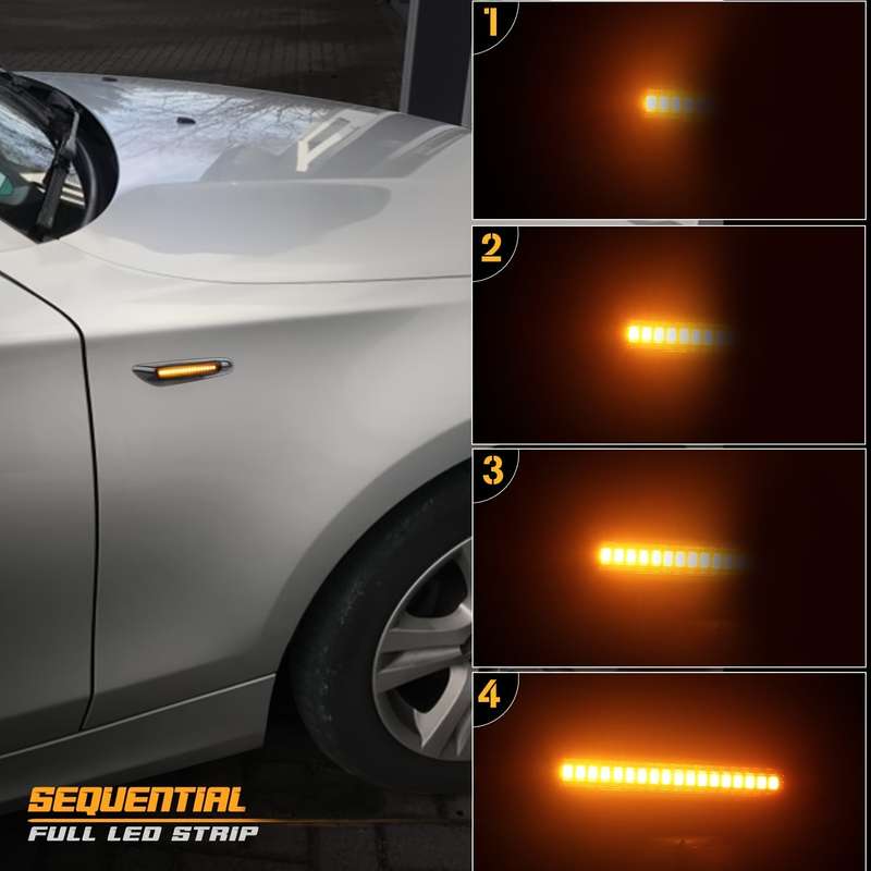 2pcs LED Dynamic Turn Signal Side Marker Sequential Flashing Lights for BMW E46 E36 E