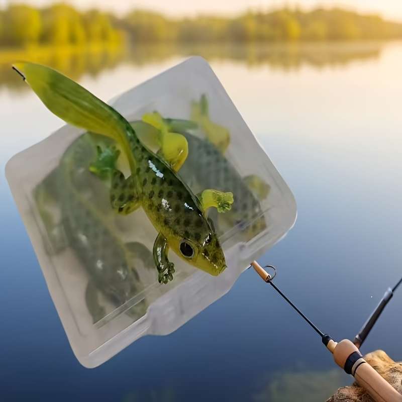 3pcs Bright Lizard-shaped Silicone Soft Baits Suitable for Freshwater and Saltwater Fishing