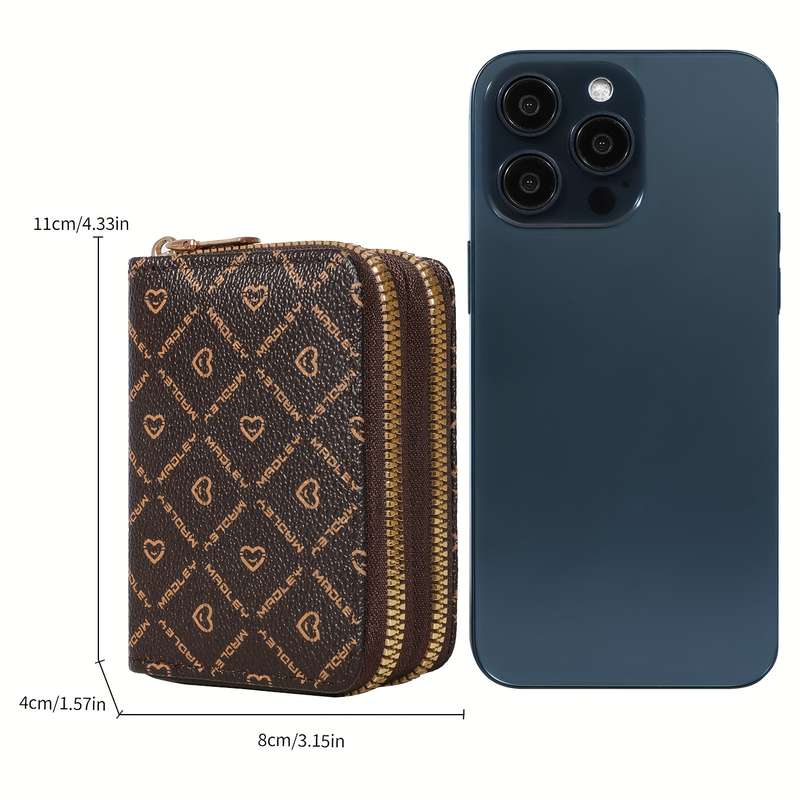 1pc Classic Large Capacity Wallet with Zipper Multi-Card Slots and Coin Pocket Durable Brown