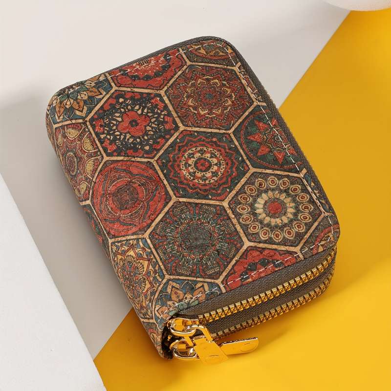 1pc Credit Card Holder Casual Style with Double-Layer Zipper Closure Slim Multi-Card Wallet w