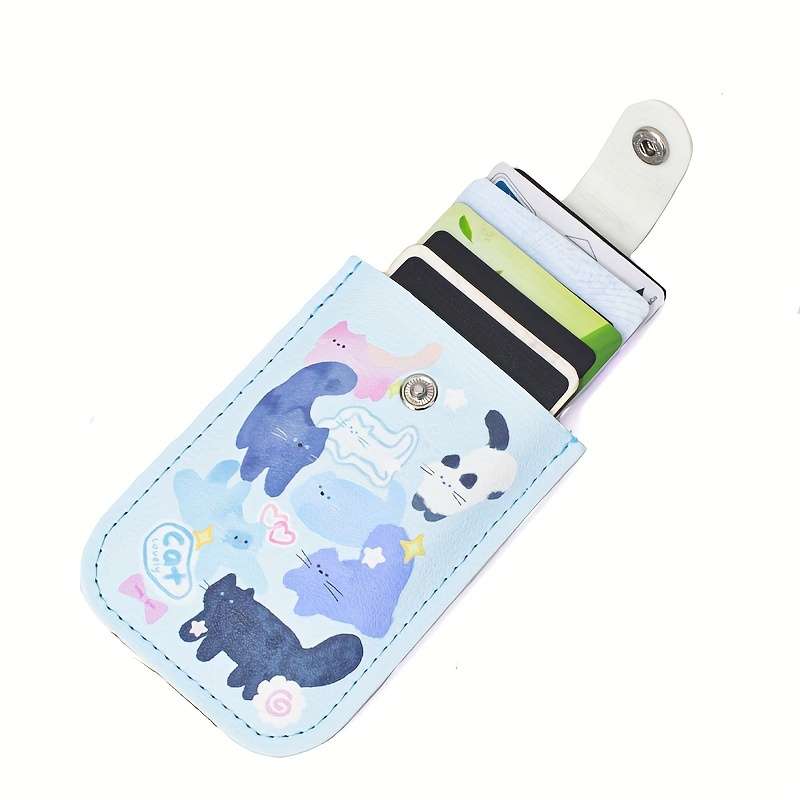 1pc Stylish Convenience Cute Cartoon Multi-Card ID Holder Large Capacity Ultra-Thin Anti-Dema