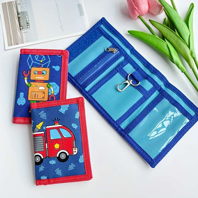 1pc Three fold wallet with cartoon print zipper pocket and card slot multiple card slots perfect