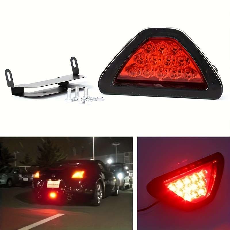 1pc F1-Style Triangular LED Rear Fog Light Universal Fit Brake Warning Tail Lamp for