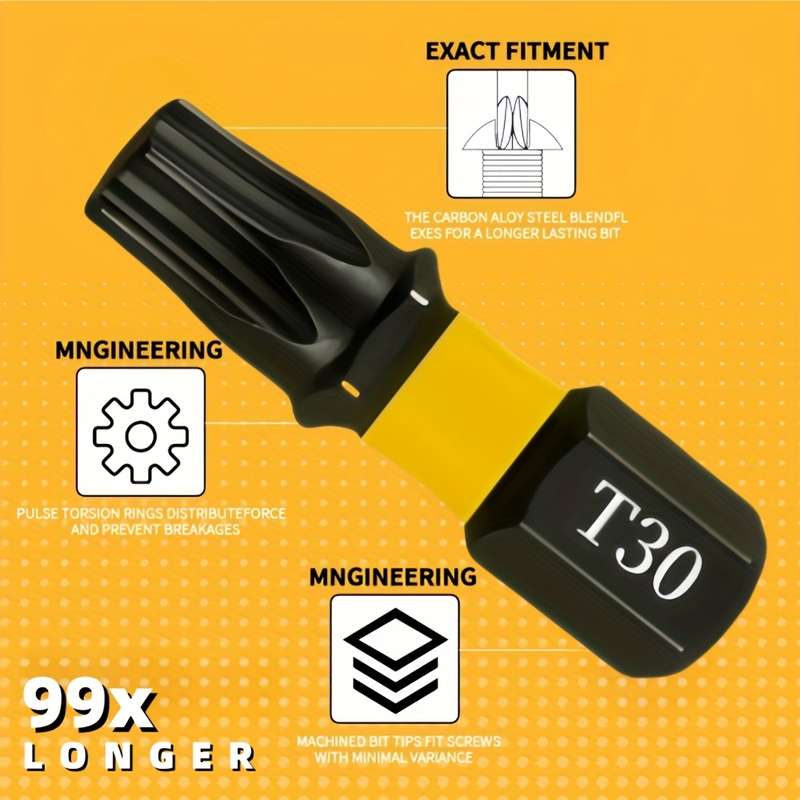 Screwdriver Bit Tool Set Model 25Mm T30 Quantity 10Pcs