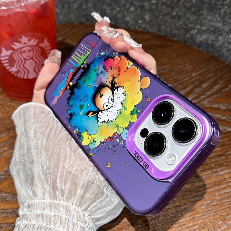 1Pc Pink Color For iPhone 12 Graffiti Sheep Phone Case