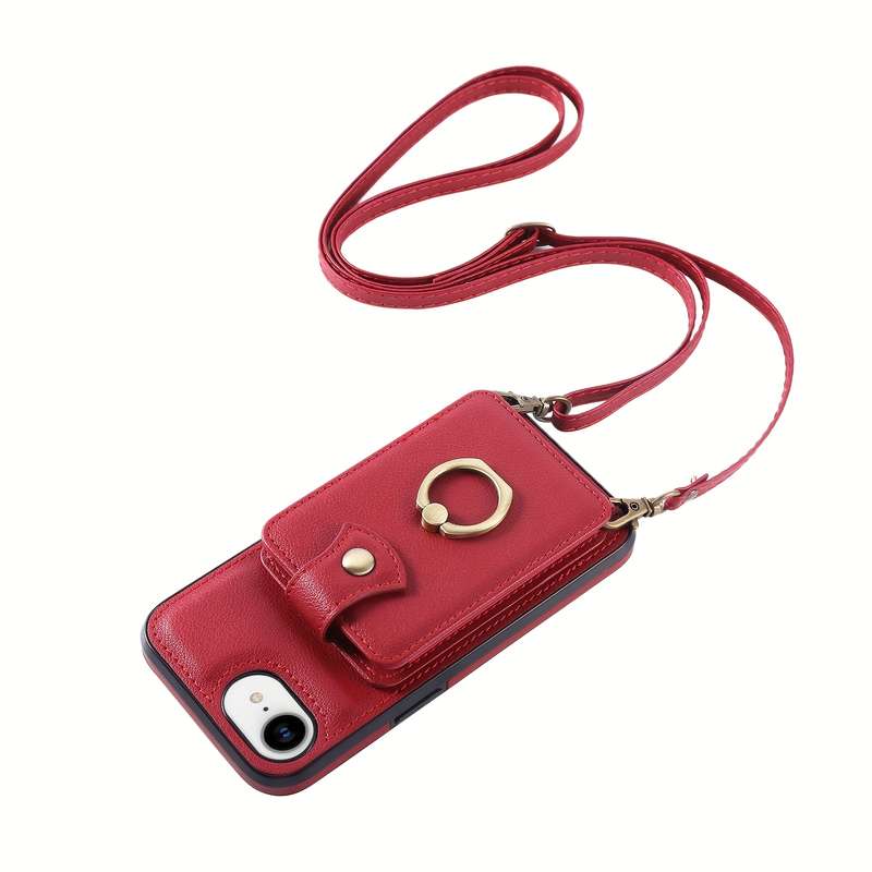 1Pc Red For iPhone 16e Protective Case Wallet Phone Case