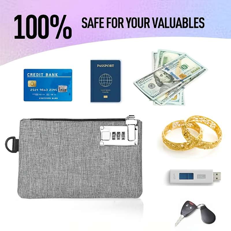1pc Vintage Style Polyester Multifunctional Card Holder with Lock Men'S Pocket Coin Purse Cas