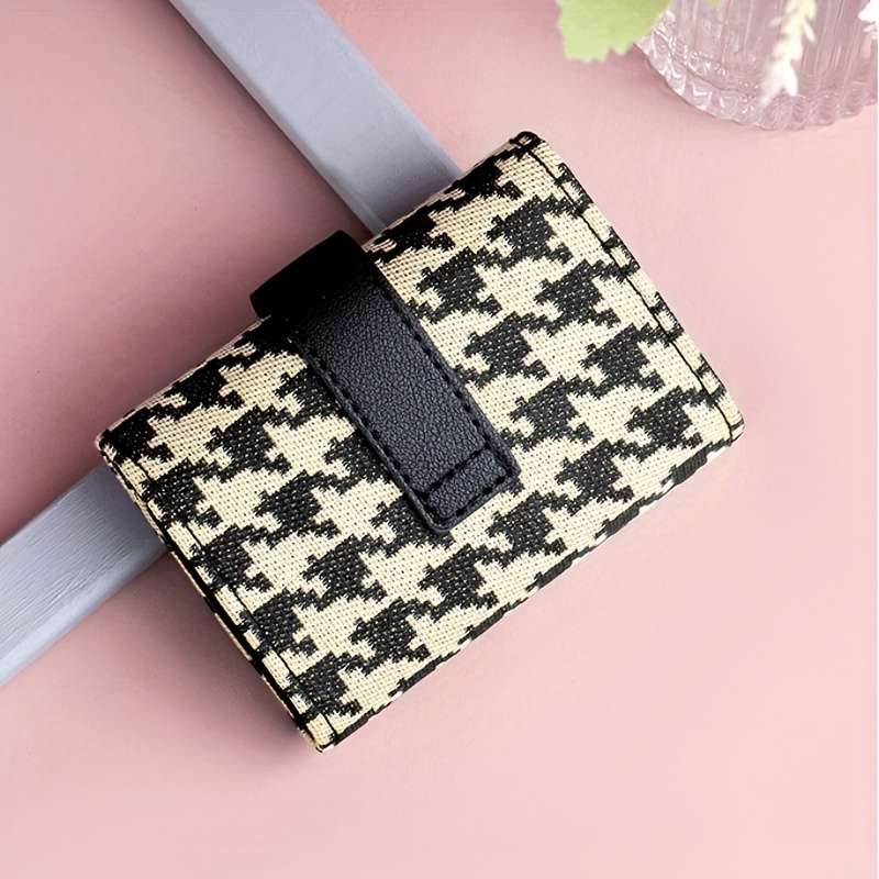 1pc Classic Style Women's Wallet Ultra-Thin Multi-Card Holder with Buckle Closure and Polyester Li