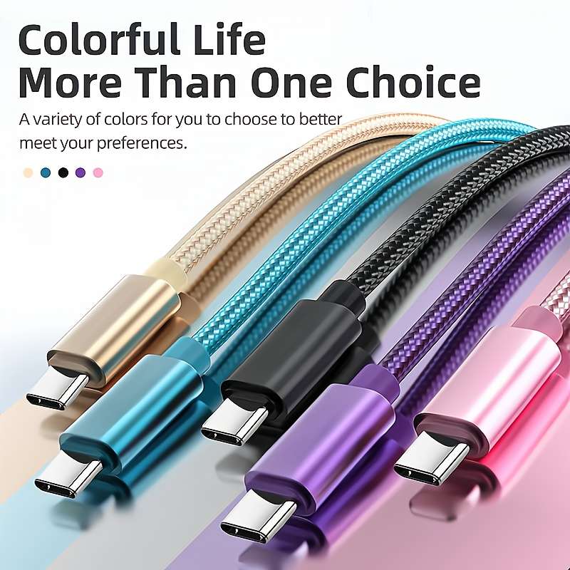 1pc 60W Fast Charging Type-C to Type-C Cable 100cm Compatible with MacBook iPad Xiaomi De