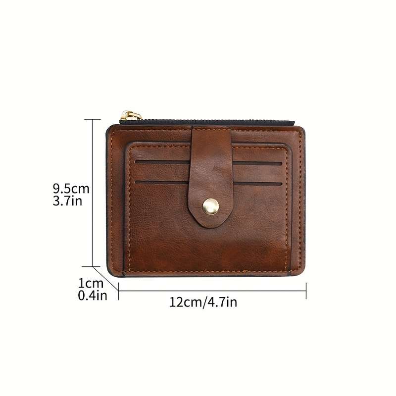 1pc Classic Vintage Solid Color Wallet Minimalist Textured Credit Card Holder With Card Slots