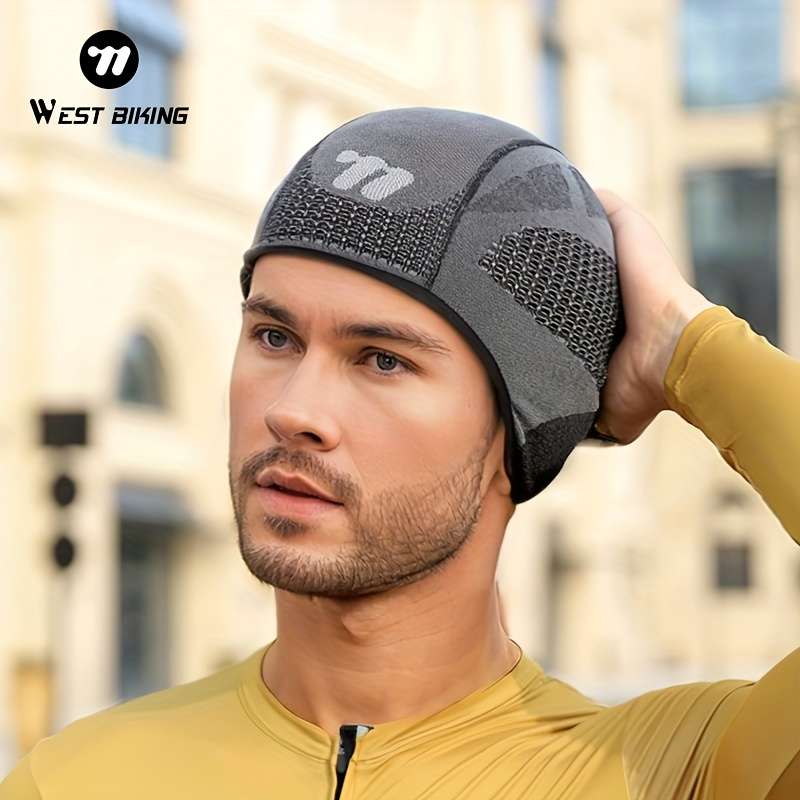 1pc WEST BIKING Men's Breathable Mesh Skull Cap with Ear Flaps Cooling Helmet Liner for Cycling