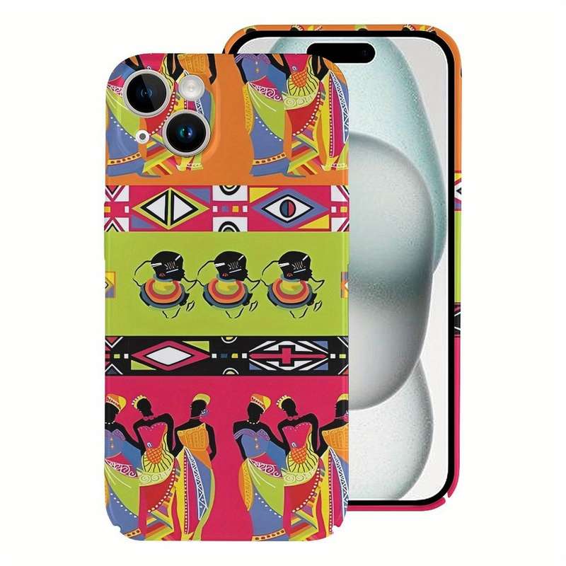 1Pc White For iPhone 15 Colorful African Princesses Phone Case