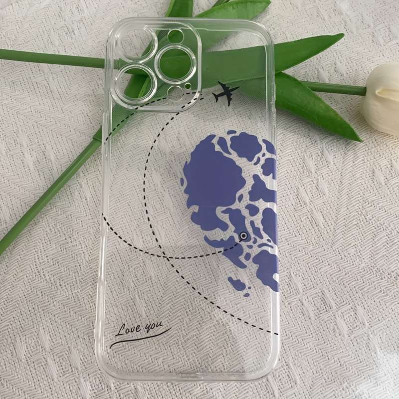 1Pc Blue For iPhone 15 Pro Max Love Pattern Phone Case
