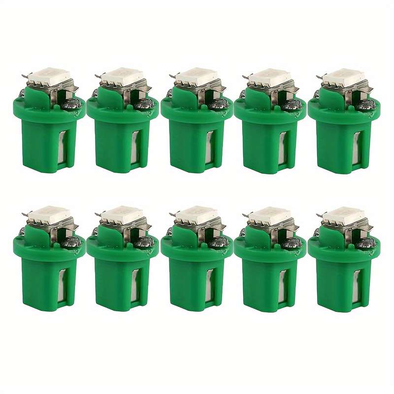10pcs Green LED Car Dashboard Lights 12V T5 5050 Easy Install Low Power Consumption