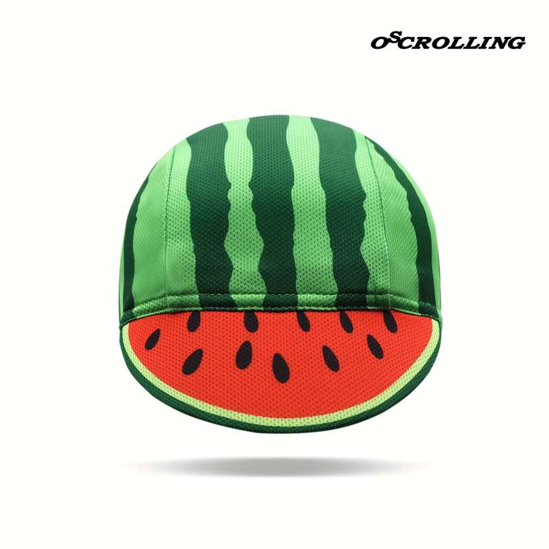 1pc Oscrolling Cycling Cap Vibrant Watermelon Slice Design 100% Polyester Breathable Lightweight