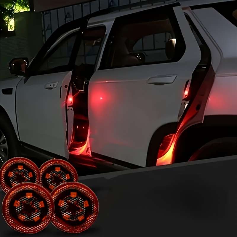 4pcs of Warning Lights for Car Doors Red Light LED Lights Automotive Warning Light
