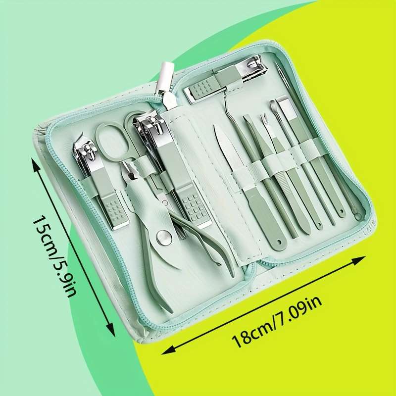 12pcs set Stainless Steel Nail Clipper Nail and Foot Care Multi-piece Set Including Accessor