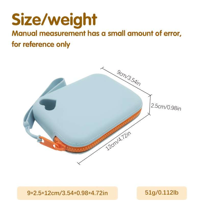1pc Women'S Waterproof Colorful Wallet with Heart PatternDurable Rubber Material Zipper Closure