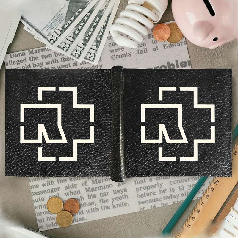 1pc Rammstein-Inspired Graphic Men'S Bifold WalletMultifunctional Coin Purse with Card Holde