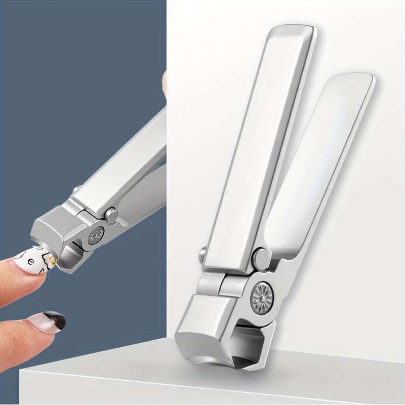 1pc Classic Style Stainless Steel Nail Clippers Wide Jaw Concave Blade Edge Unscented Ideal