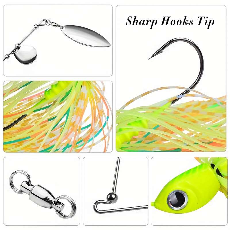 1pc Spinner Bait Set Silicone Rubber Jig Skirt Assorted Colors for Bass Salmon Pike and T