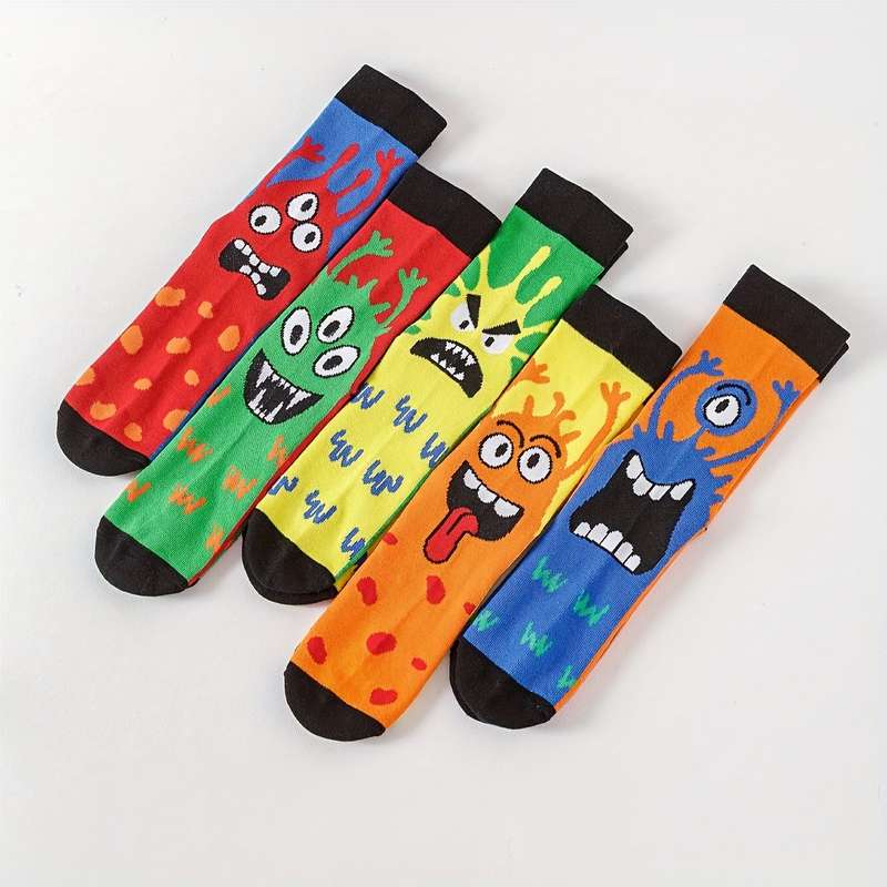 5 Pairs Random Colors One Size High Elastic Socks